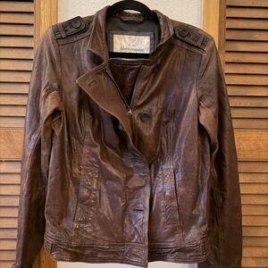 Abercrombie & Fitch brown leather jacket